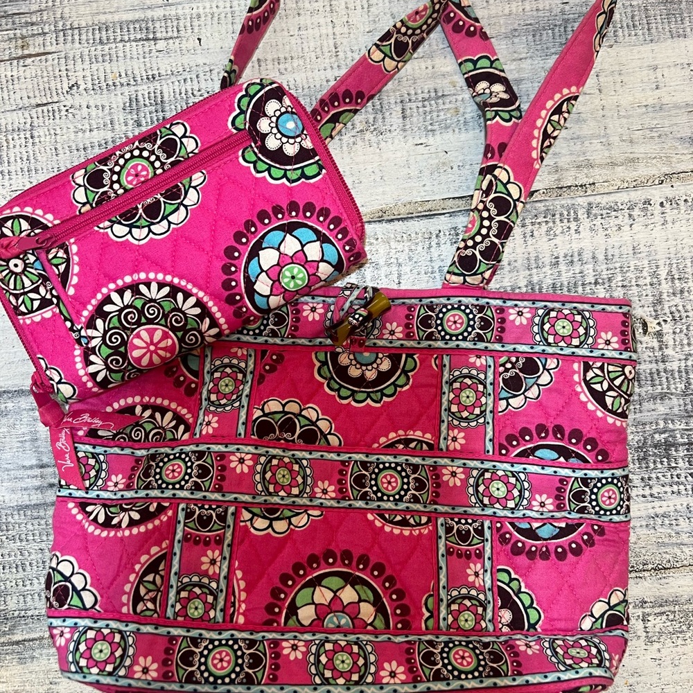 Vera Bradley Cupcake Pinj Tote Bag Set